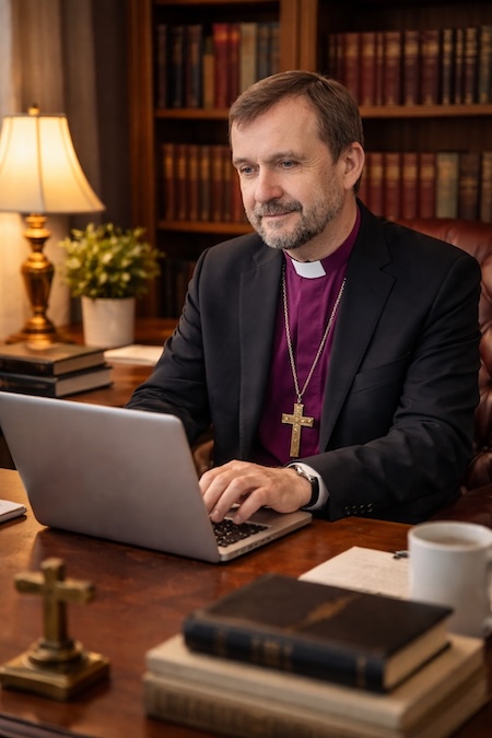 arhibīskaps Jānis Vanags priecīgs