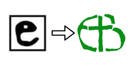 e BAZNĪCAs logo transformācija