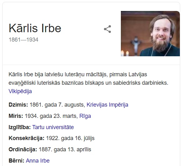 Google.lv ekrānšāviņš Kārlis Irbe